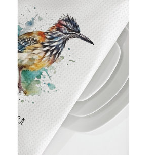 Roadrunner in vibrant watercolor, customisable tea towel