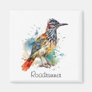 Roadrunner in vibrant watercolor magnet