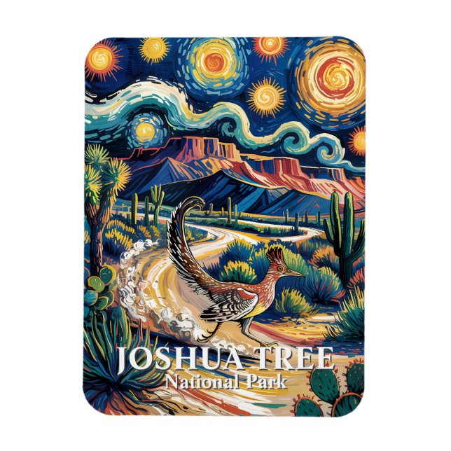 Roadrunner of Joshua Tree Van Gogh Night Custom Magnet (Vertical)