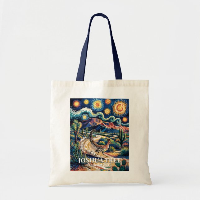 Roadrunner of Joshua Tree Van Gogh Night Custom Tote Bag (Front)