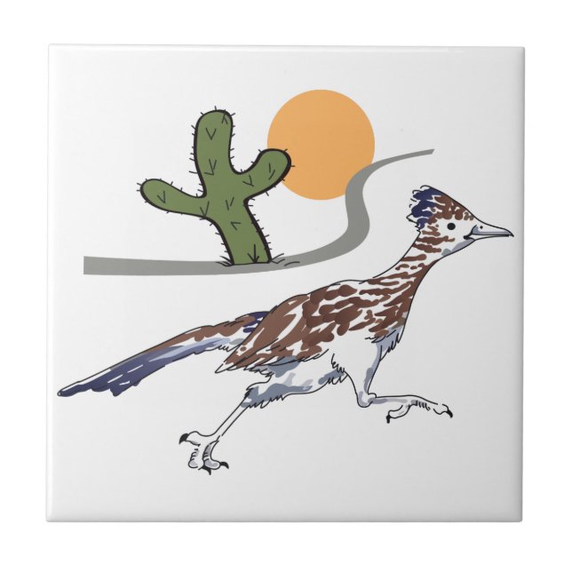 Roadrunner scene ceramic tile (Front)