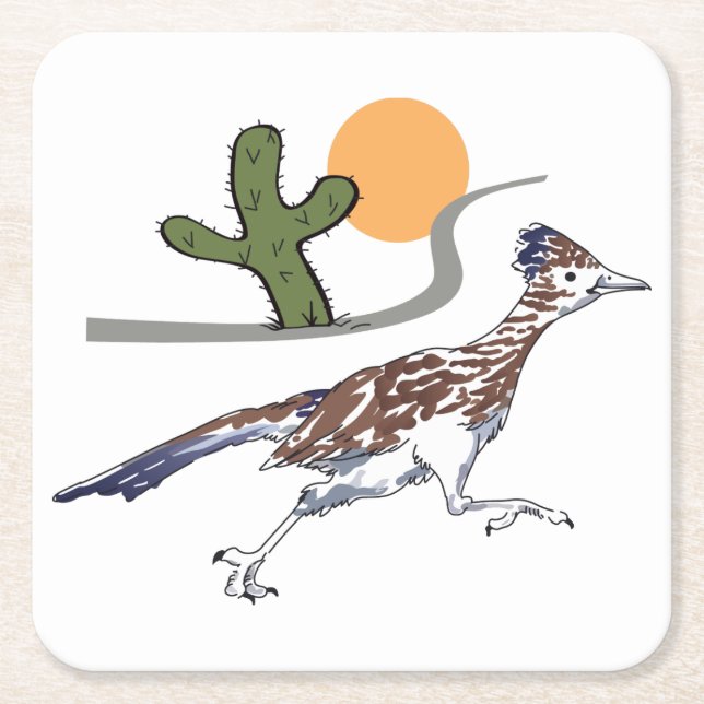 Roadrunner scene square paper coaster (Front)