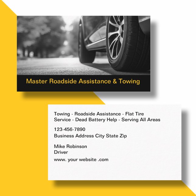 Roadside Assistance Automotive Towing Business Card (Creator Uploaded)