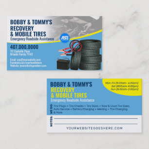 Roadside Emergency Recovery Auto Repair Business Card