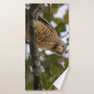 Roadside hawk, Brown Bird Photography Bath Towel Set