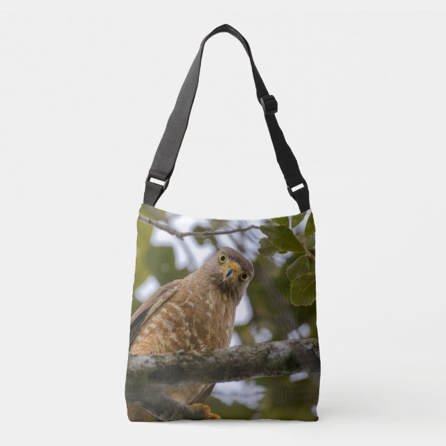 Roadside Hawk Perched in Belizean Forest Crossbody Bag (Front)