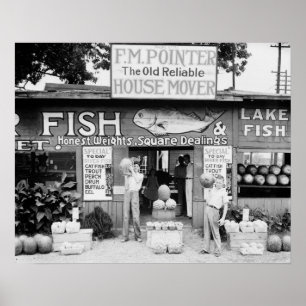 Roadside Market, 1936. Vintage Photo Poster
