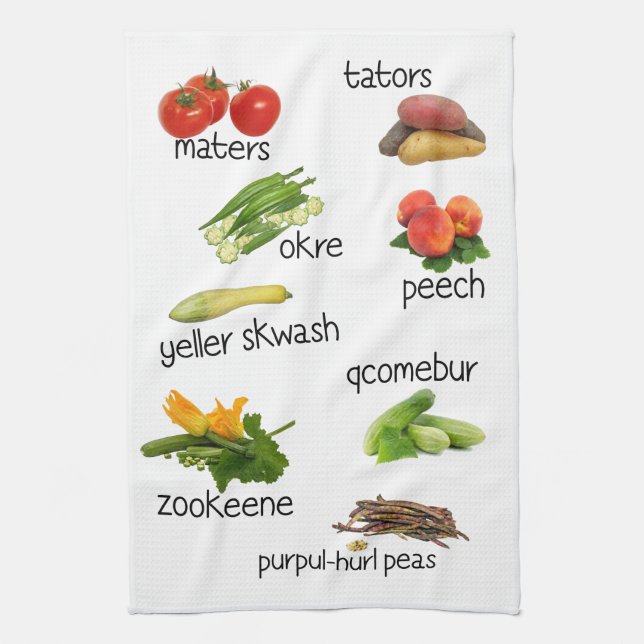 Roadside Vegetables Southern Cute Tea Towel (Vertical)