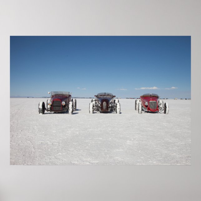 Roadsters on the Bonneville Salt Flats Poster (Front)