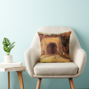 Roadway with Underpass Viaduct by Vincent van Gogh Cushion