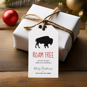 Roam Free Black Buffalo Black & White Plaid ID602 Gift Tags