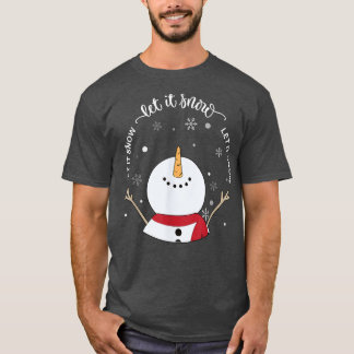 roAm Let Snow It Snowman Merry Xmas Christmas Vibe T-Shirt
