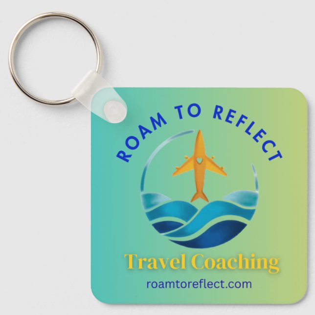 Roam to Reflect keychain blue and yellow (Front)