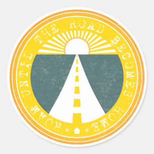 roam until the road becomes home classic round sticker
