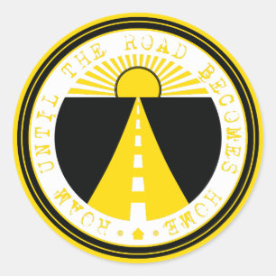 roam until the road becomes home classic round sticker
