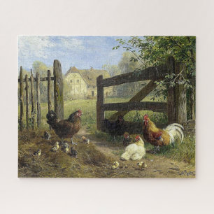 Roaming Farmyard Chickens Carl Jutz Jigsaw Puzzle