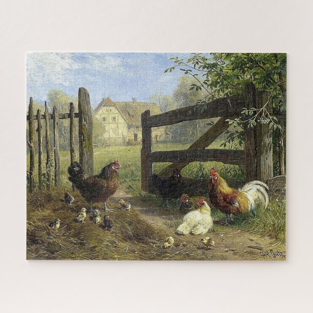 Roaming Farmyard Chickens Carl Jutz Jigsaw Puzzle (Horizontal)