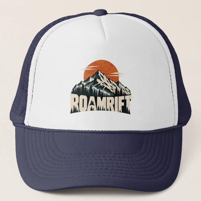 Roamrift Mountain Adventure Sunset Trucker Hat (Front)