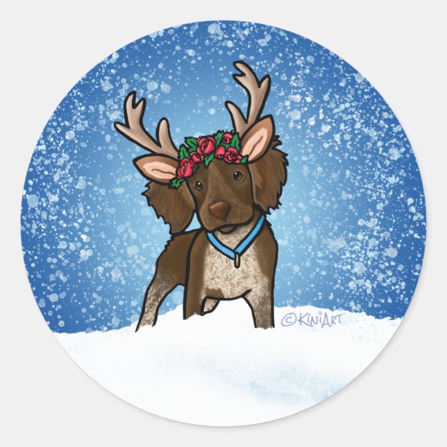 Roan Brittany Reindeer Classic Round Sticker (Front)