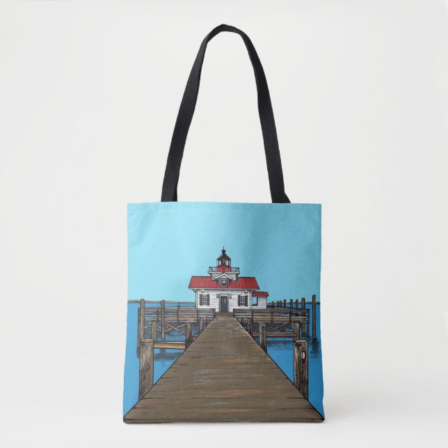 Roanoke Marshes Lighthouse Tote Bag (Front)