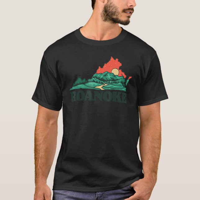 Roanoke Virginia Mountains Blue Ridge Outdoors Gra T-Shirt (Front)