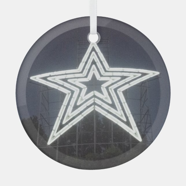 Roanoke Virginia Star Glass Tree Decoration (Front)