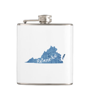 Roanoke Virginia Wood Grain Hip Flask