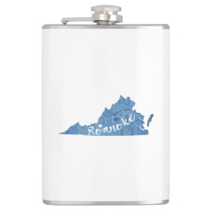 Roanoke Virginia Wood Grain Hip Flask