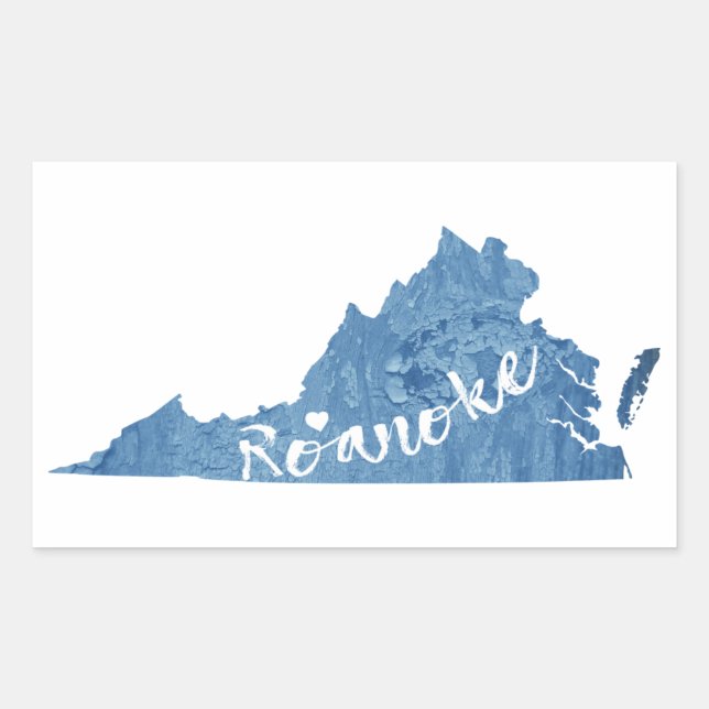 Roanoke Virginia Wood Grain Rectangular Sticker (Front)