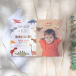Roar! Colorful Dinosaurs Photo Boy Birthday Party  Invitation<br><div class="desc">Stomp, Chomp and Roar! Let's party like a dinosaur! A perfect way to invite friends to a fun-filled and dinosaur themed party! Your event details are framed by different dinosaurs in blue, yellow, orange, red, pink, green, gray, and brown. Between the animals, there are hand-drawn tropical leaves and jungle foliage...</div>