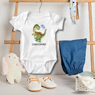 ROAR Cute Green Dinosaur Boys Baby Bodysuit