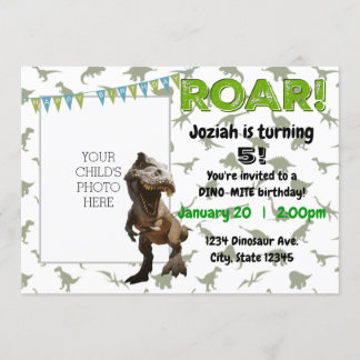 ROAR Dino-Mite Dinosaur Birthday Party Invitation
