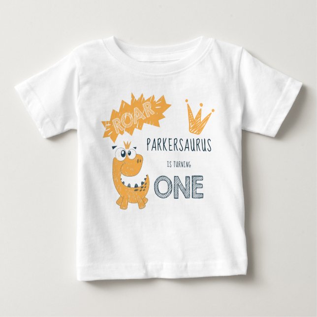 ROAR Dinosaur First Birthday Baby T-Shirt (Front)
