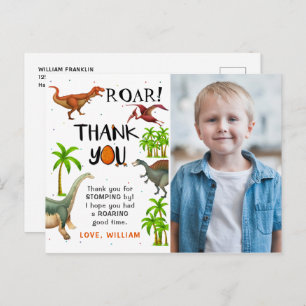 Roar Dinosaur Jungle Birthday Photo Thank You Postcard