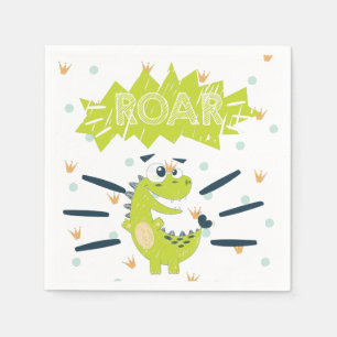 ROAR Green Dinosaur Birthday Napkin