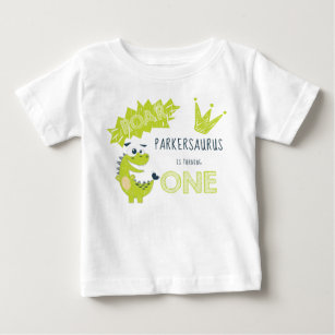 ROAR Green Dinosaur First Birthday Baby T-Shirt