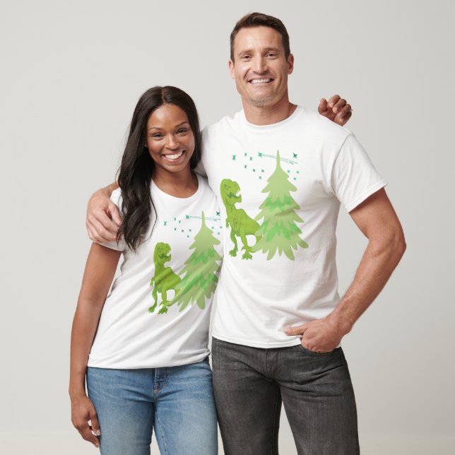 Roar Holidays with Hilarious T-Rex Christmas Tree T-Shirt (Unisex)