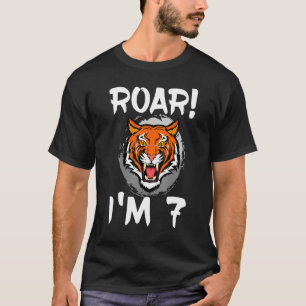 Roar I'm 7 Tiger Animal Themed Birthday Party Cele T-Shirt