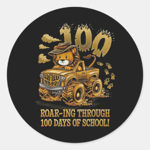 Roar-ing Through 100 Days Of School Classic Round Sticker