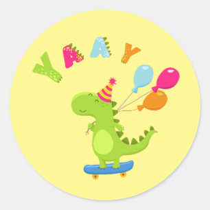 Roar into Fun with a Dino-Mite Party! Classic Round Sticker