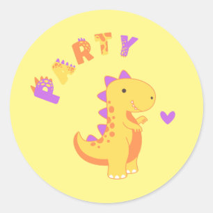 Roar into Fun with a Dino-Mite Party! Classic Round Sticker