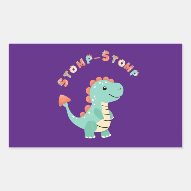 Roar into Fun with a Dino-Mite Party! Rectangular Sticker (Front)