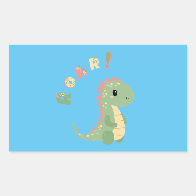 Roar into Fun with a Dino-Mite Party! Rectangular Sticker (Front)