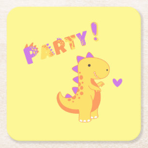Roar into Fun with a Dino-Mite Party! Square Paper Coaster