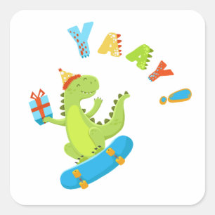 Roar into Fun with a Dino-Mite Party! Square Sticker