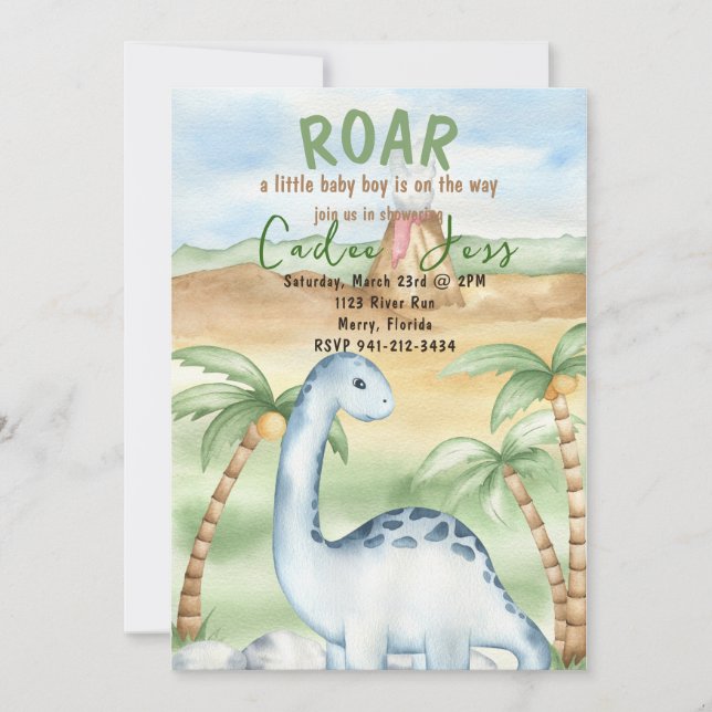 Roar its a Boy Baby Shower Invitation (Front)