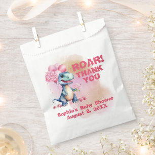 Roar It's A Girl T-Rex Baby Dinosaur Pink Favour Bag