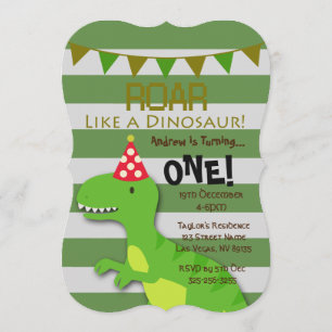 Roar Like a Dinosaur Birthday Invitation