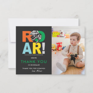 Roar Means Thank You   Dinosaur Thank You Photo Card