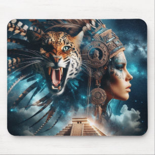 Roar of the Ancient Jaguar Warrior Mouse Pad